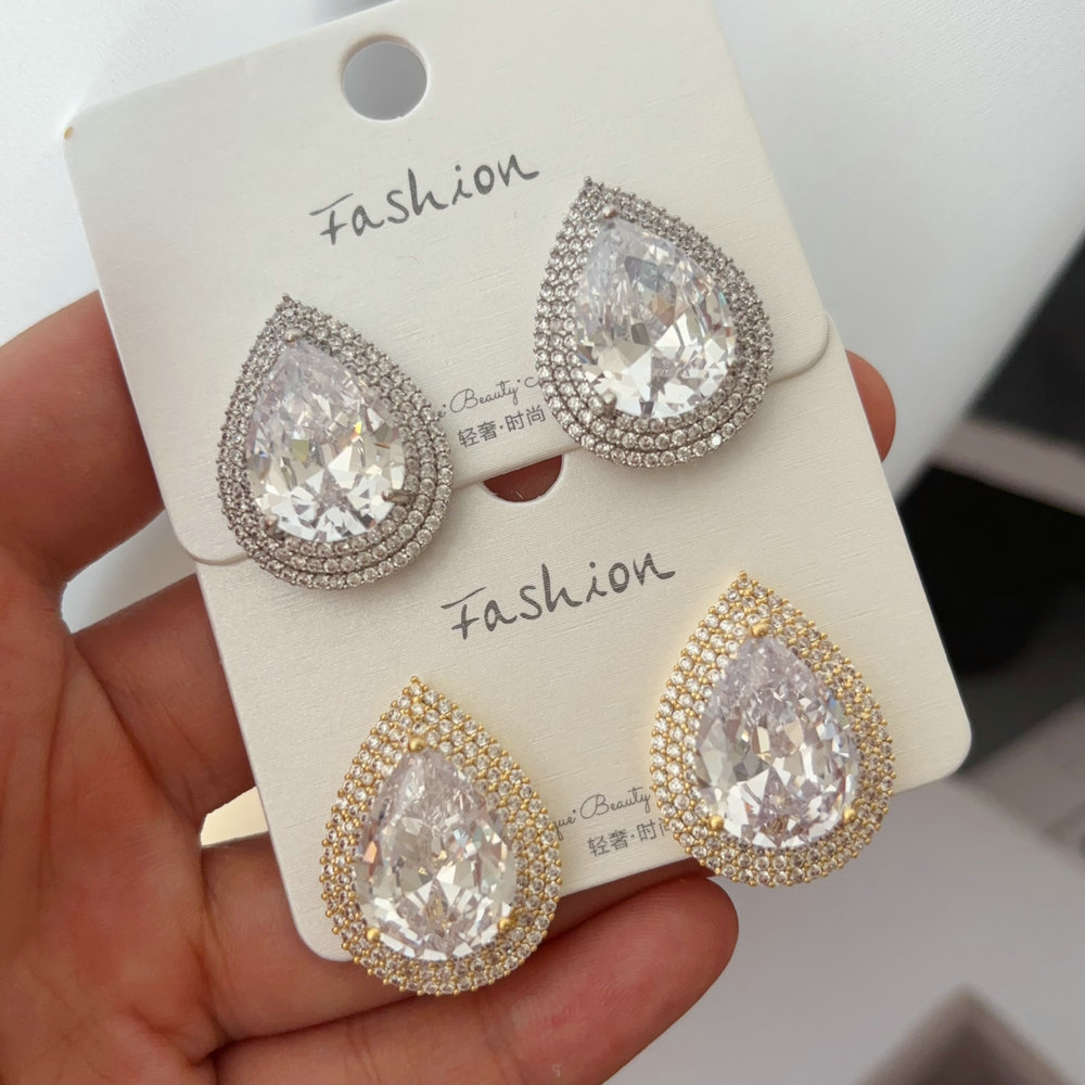 Pave zircon teardrop earrings