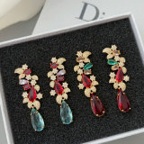 pave zircon flower earrings