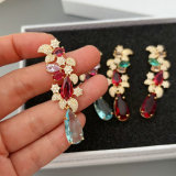 pave zircon flower earrings