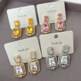 Pave zircon square earrings