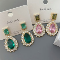 Big zircon colorful earrings