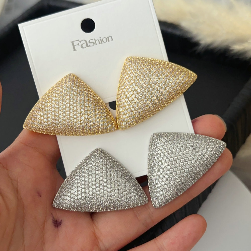 Pave zircon Triangle earrings