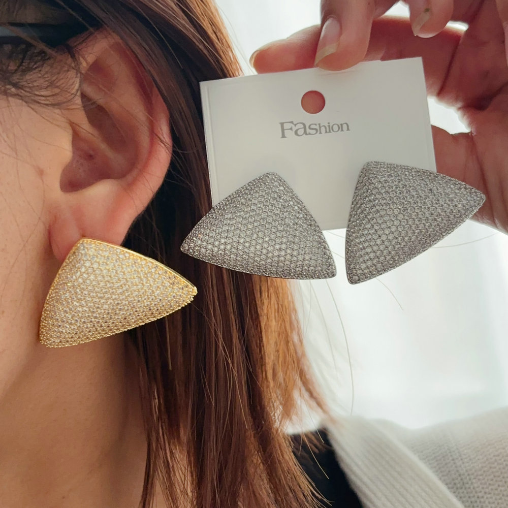 Pave zircon Triangle earrings