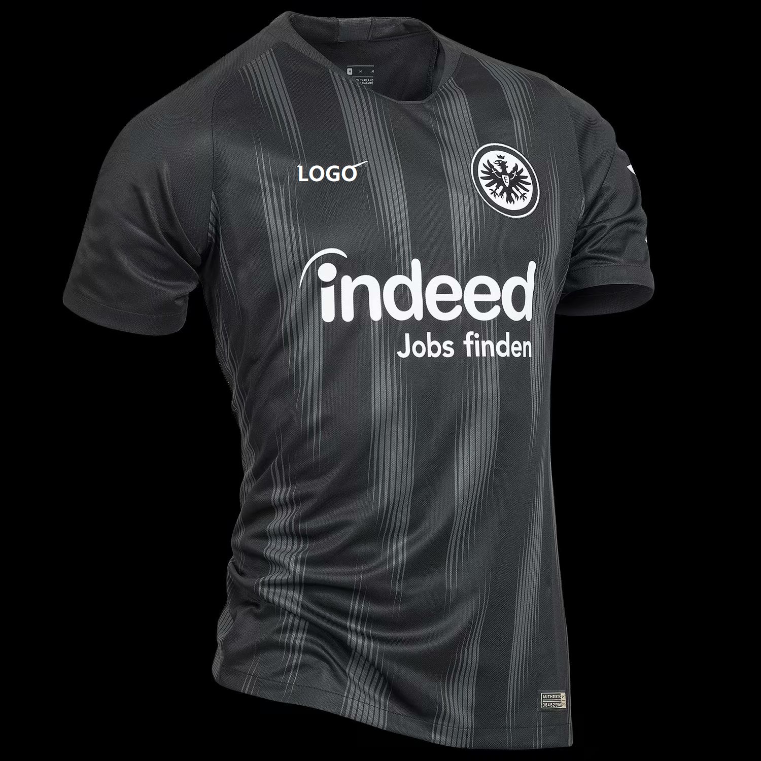 black and grey soccer jersey
