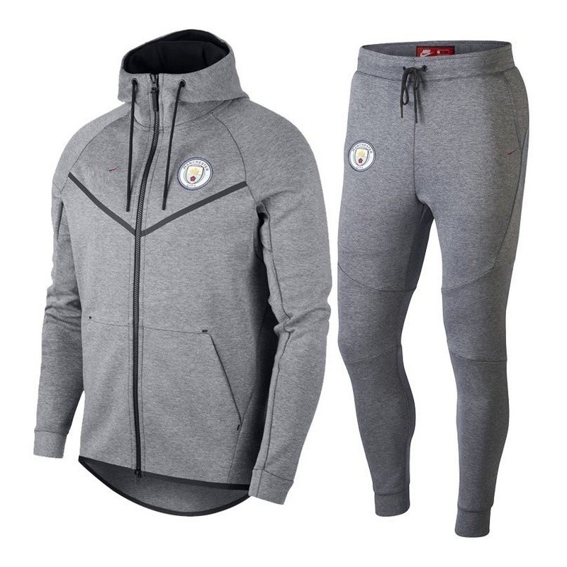 1819 Manchester City Gray Hoodie Jacket Tracksuit With Logo