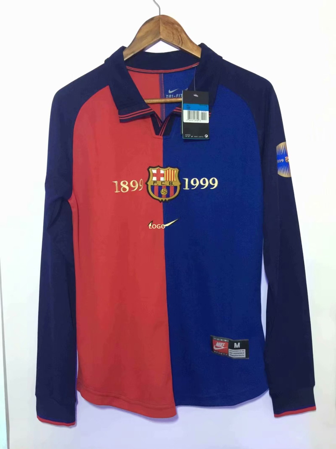Men 1899-1999 Barcelona Retro 100 Years Jersey Long Sleeve ...