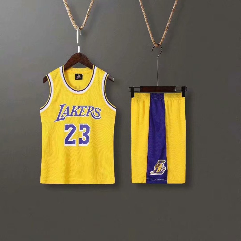 2019 20 Adult Lakers 23 James Yellow Baskeball Uniforms Personalized