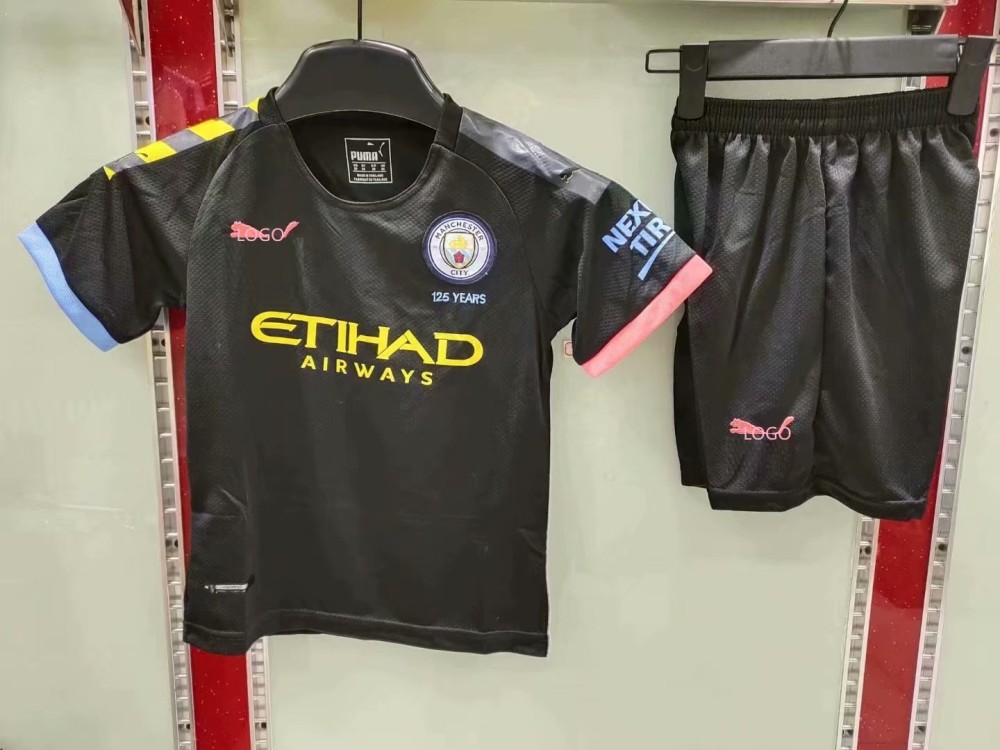 19 20 Kid Aaa Quality Manchester City Away Soccer Football Uniforms Kits Personalized