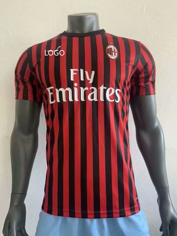 19-20 Adult player version AC Milan home soccer uniforms customize name ...