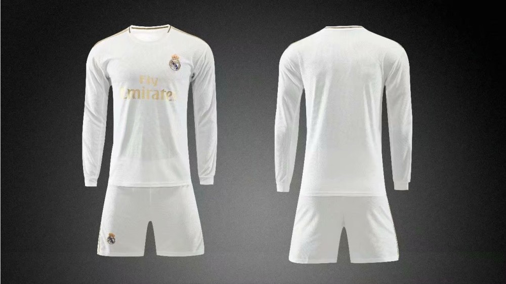 2019 20 Aaa Quality Wihout Logo Adult Real Madrid Long Sleeve Soccer Uniforms Customize Name Number