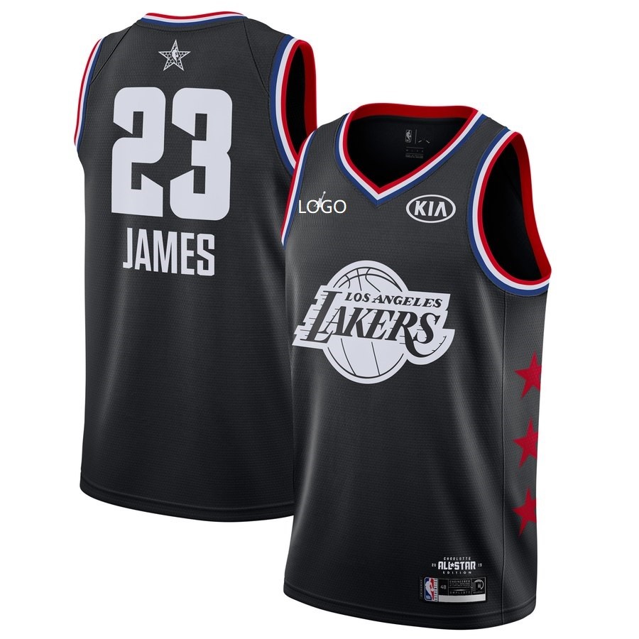 19/20 men All-Star Rookie Jersey Los Angeles lakers JAMES 23 balck ...