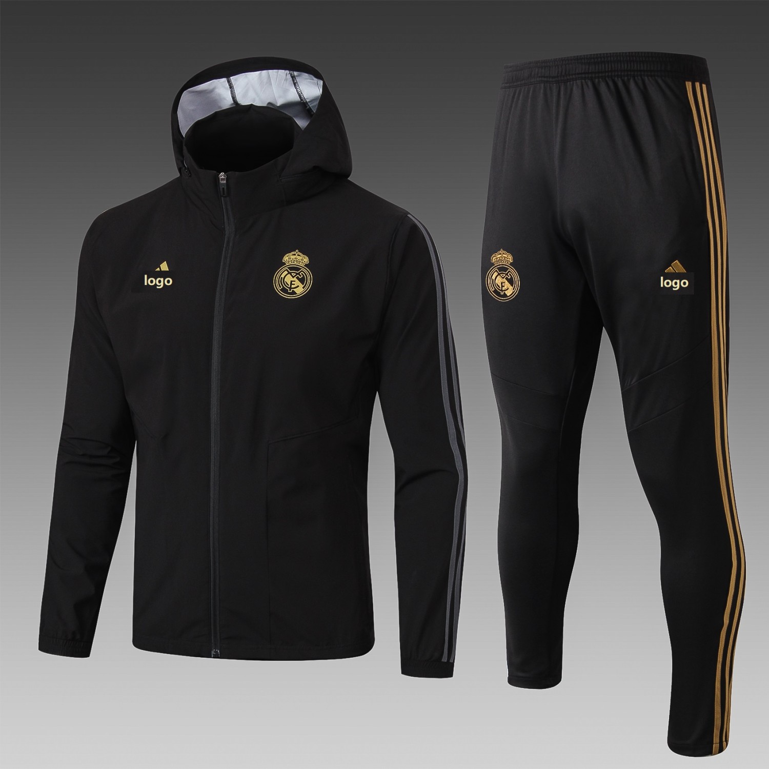 19-20 Adult real madrid Wind breaker black soccer jersey ...