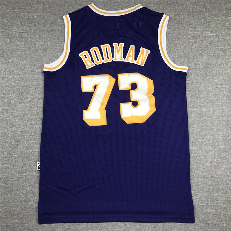 19 20 Adult Lakers Basketball Jersey Shirt Retro Rodman 73 Purple