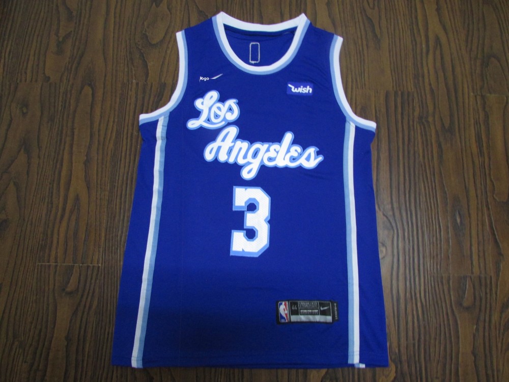 2019 20 Adult Lakers Basketball Jersey Shirt Retro Davis 3 Blue