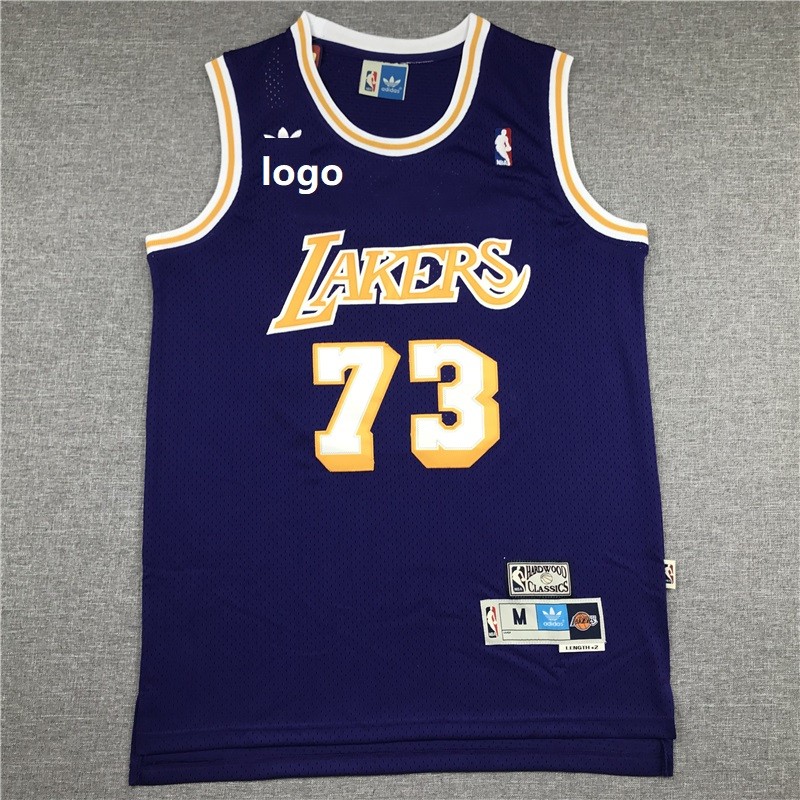 19 20 Adult Lakers Basketball Jersey Shirt Retro Rodman 73 Purple