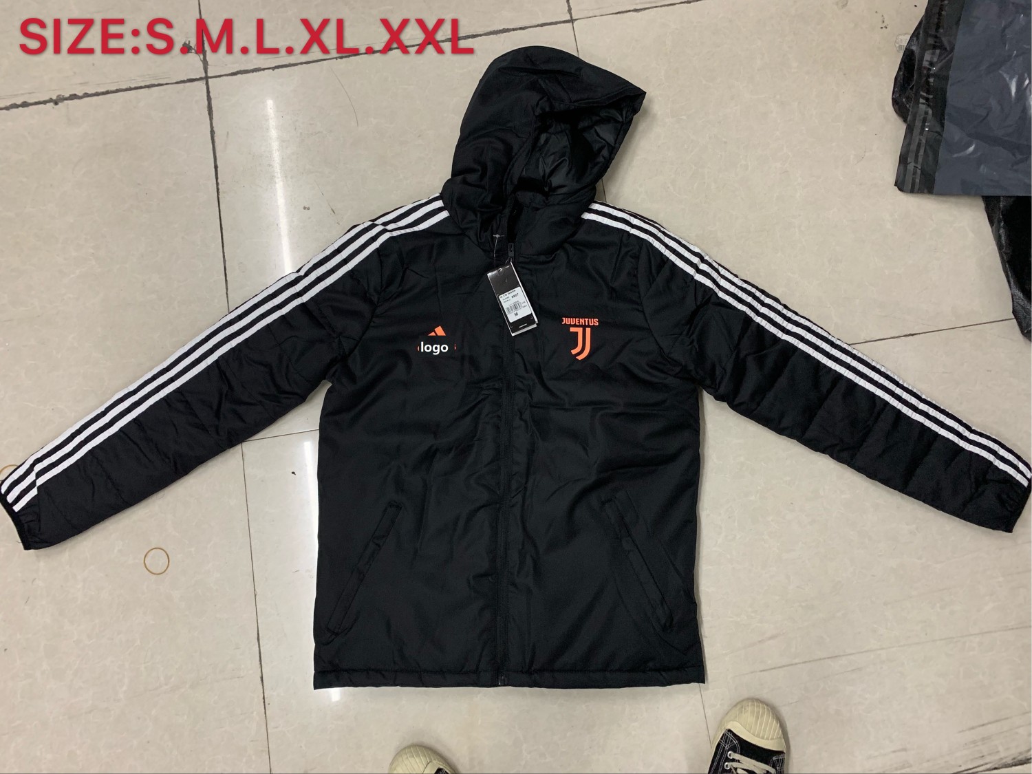 2019/20 Adult Juventus black jacket men cotton padded clothes soccer coat