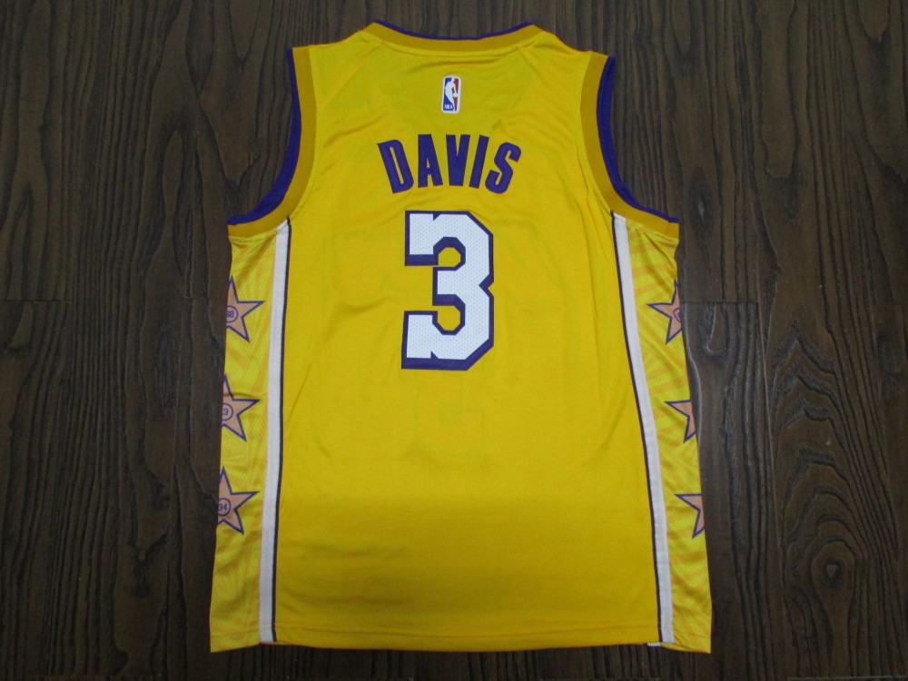 2019 20 Men Lakers Basketball Jersey Shirt Davis 3 Yellow