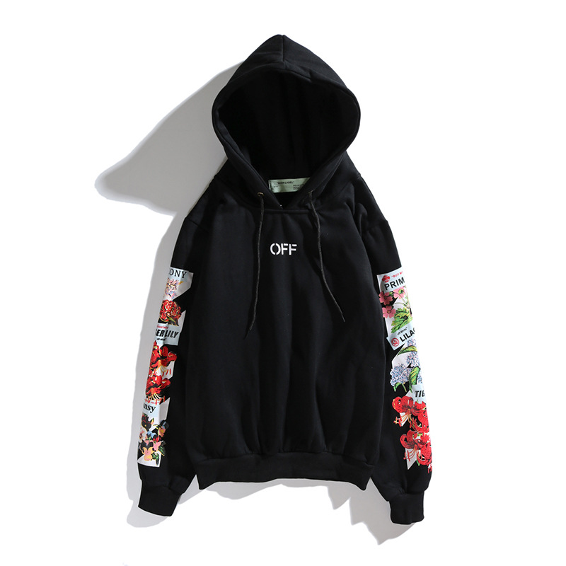 off white cotton flower hoodie