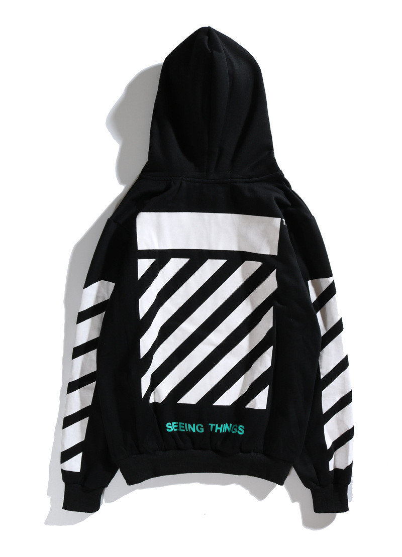 OFF WHITE Cotton Colors Black Hoodie Flowers
