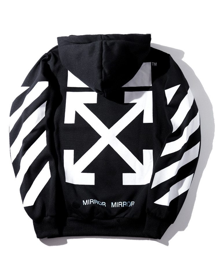 OFF WHITE Cotton 2 Colors Black White Religious Pattern Hoodie Cross ...