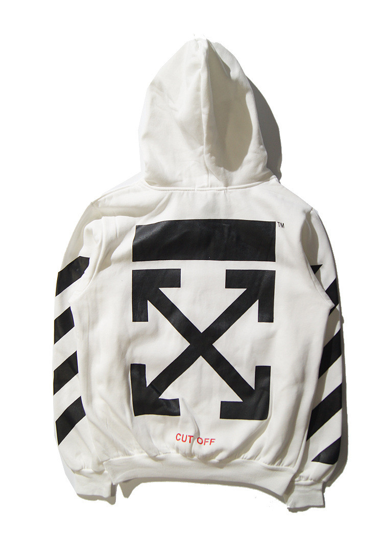 OFF WHITE Cotton 2 Colors Black White Religious Pattern Hoodie Cross ...
