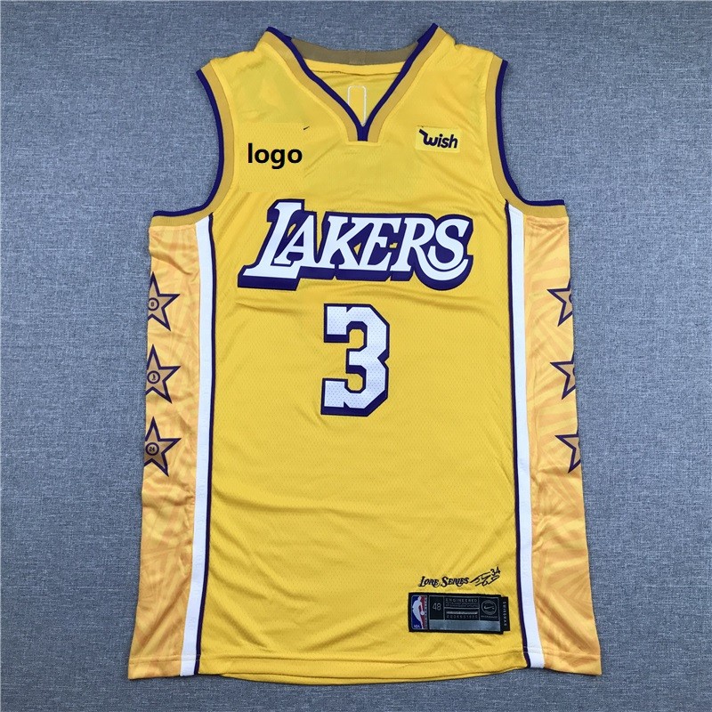 19 20 Men Lakers Basketball Jersey Shirt Davis 3 Yellow