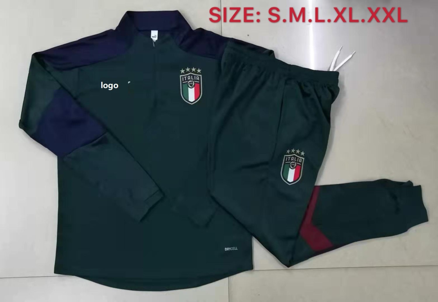 2019-20 Men jacket Italy blackish green soccer tracksuit
