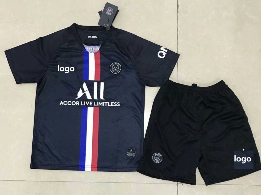 2020 21 Children Psg 3rd Away Jordan Black Soccer Uniforms