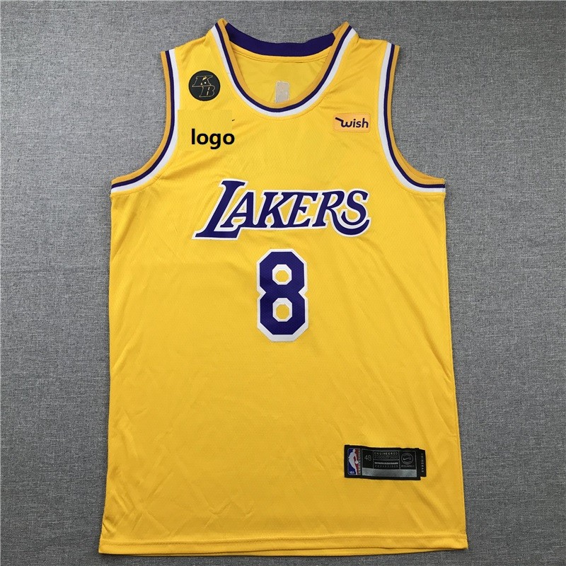 19 20 Adult Los Angeles Lakers Basketball Retro Jersey Shirt Bryant 8 Yellow