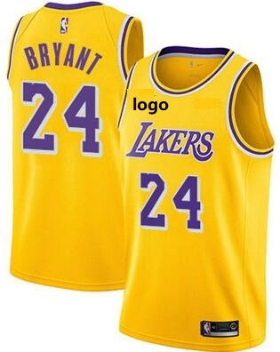 Adult Los Angeles Lakers Basketball Retro Jersey Shirt Bryant 24 Yellow