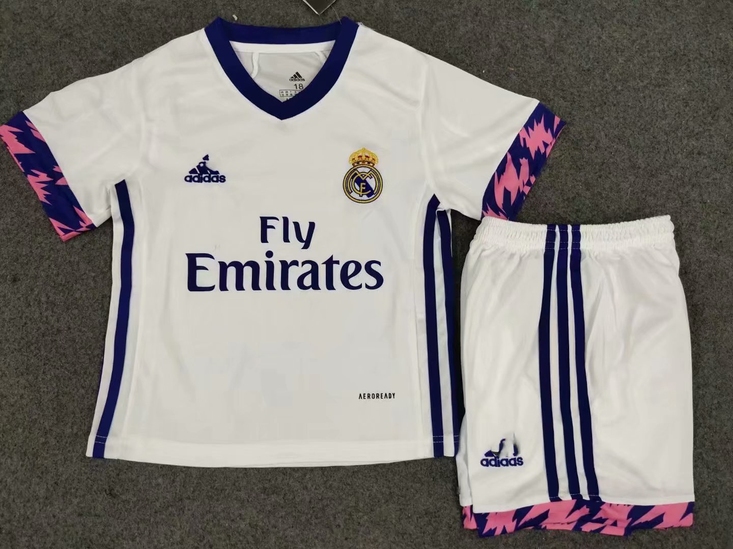 2020-2021 Children Real Madrid home club soccer uniforms football kits