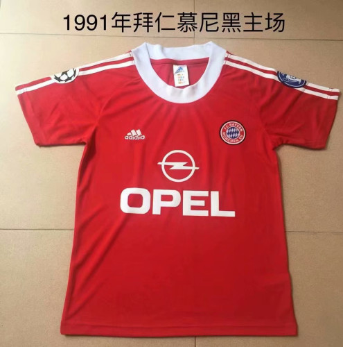 Retro Adult Thai Version 1991 Bayern Munich Away Red Soccer Jersey Football Shirt