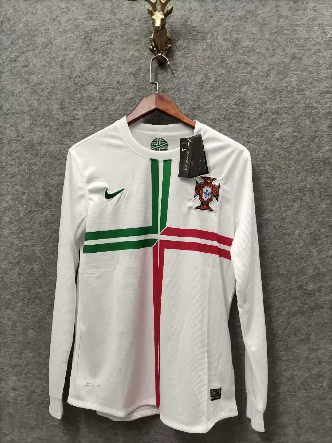2012 Adult Thai version Portugal white long sleeve retro soccer jersey