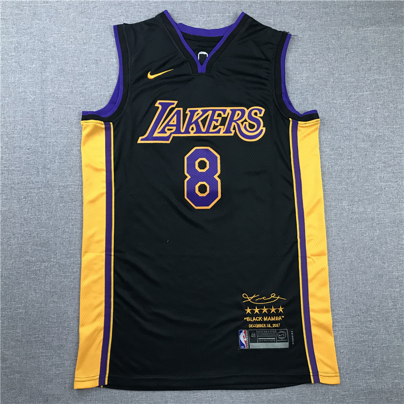 Men Los Angeles Lakers Kobe Bryant retired version black basketball ...