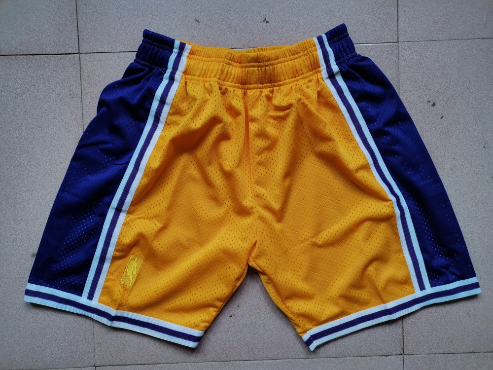 20 21 New Men Los Angeles Lakers Mitchell Ness Yellow Basketball Shorts