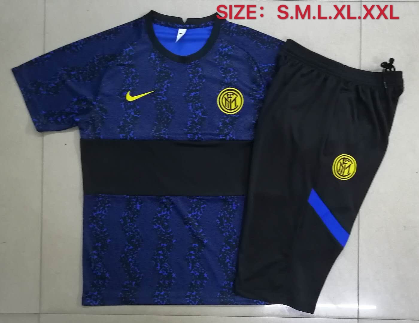 20/21 Adult Inter Milan dark blue short sleeve round collar football ...