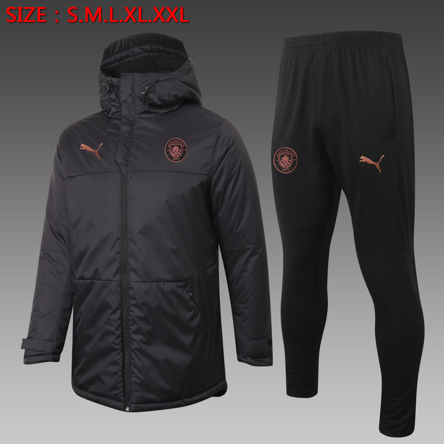 20/21 New Adult Manchester city black men long cotton padded clothes H040