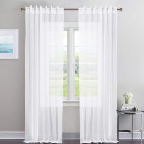 Nicetown Diamond Embroidered Crushed Sheer Curtain For Kitchen