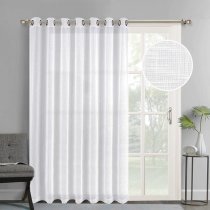 Nicetown Rod Pocket Linen Like Patio Door Curtains Semi Voile