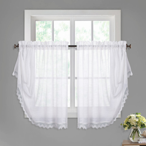 Us 35 5 Faux Linen Sheer Valance Innovative Magic Button To