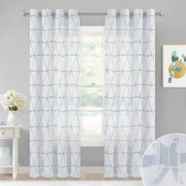 Custom Sketched Triangle Pattern Semi-Sheer Textured Curtain for Living Room / Bedroom by NICETOWN ( 1 Panel )