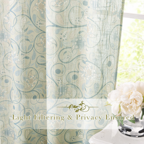 Us 47 5 Linen Textured Sheer Curtain Botanic Floral Style