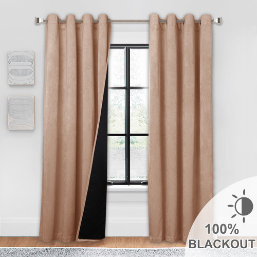 Custom 100% Blackout Velvet Curtain Thermal Insulated Soudproof Drapes for Living Room / Bedroom-Black Lining by NICETOWN （ 1 Panel ）