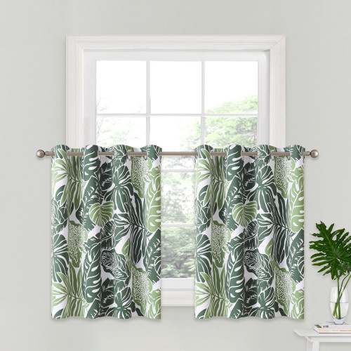 Custom Banana Leaf Pattern Printed Thermal Insulated Blackout Short Curtain for Bedroom by NICETOWN ( 1 Panel )