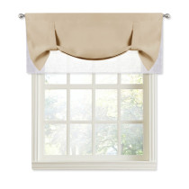 Custom Two-Tone Rod Pocket Window Curtain Valance with Pick-Up Accents for Kitchen by NICETOWN ( 1 Panel )