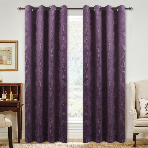 Custom Purple Print Blackout Velvet Curtain Thermal Drapery Room Darkening Curtain for Living Room by NICETOWN ( 1 Panel )