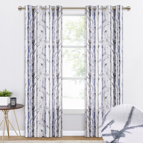 Custom Botanic Tree Branch Pattern Sheer Panel Linen Textured Semi-Sheer Curtain for Living Room / Bedroom by NICETOWN ( 1 Panel )
