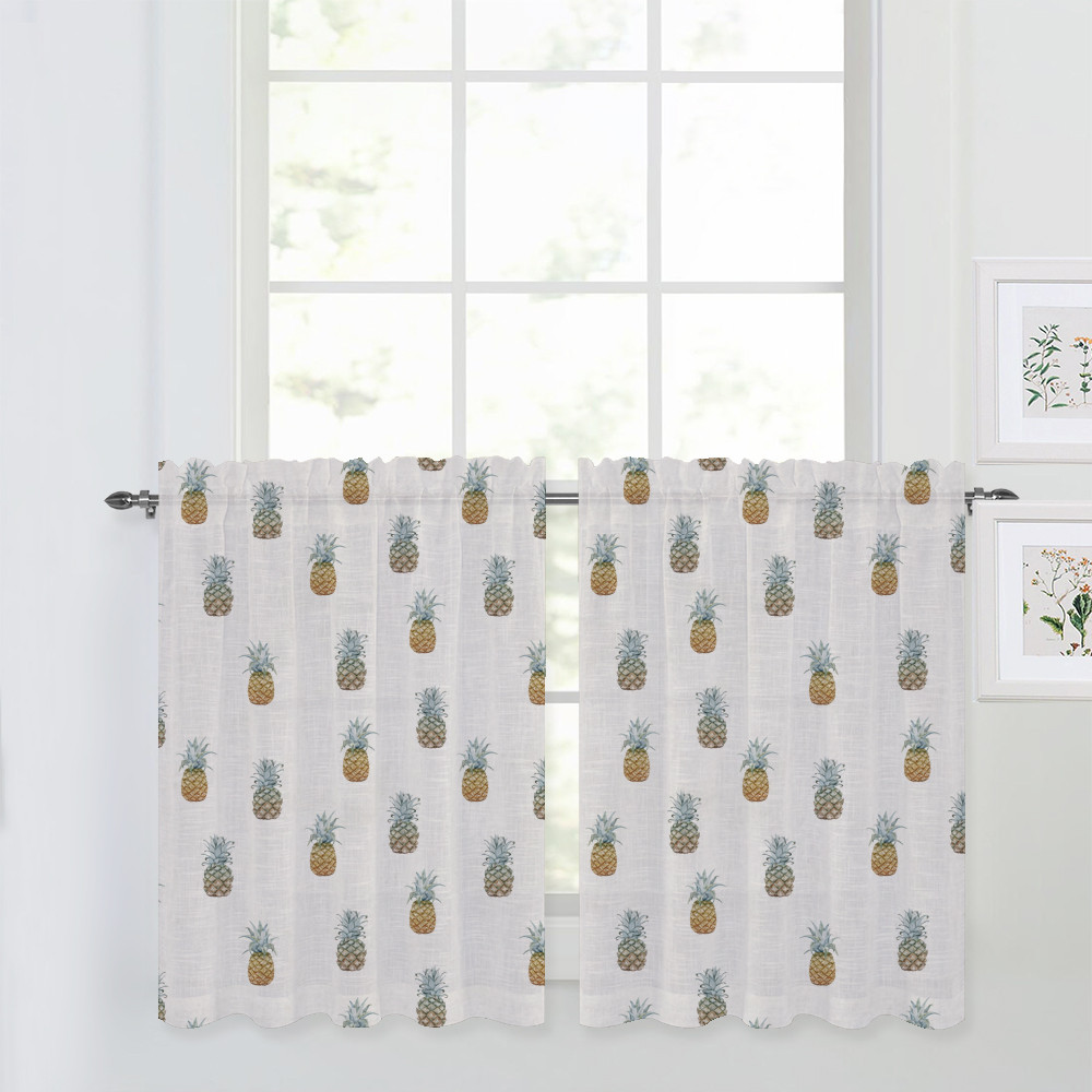 Us 19 5 Pineapple Pattern Print Linen Look Sheer Curtain