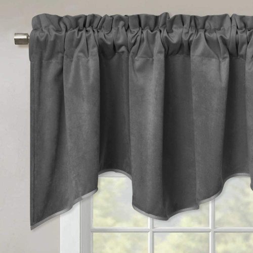 Custom Half Velvet Window Rod Pocket Kitchen Tier Curtain Tailored Scalloped Valance / Swag by NICETOWN ( 1 Panel )
