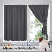 Custom Thermal Insulated Self-Sticky Curtains with Velcro No Rods Match with Window-Shades for Renting House by NICETOWN ( 1 Panel ）